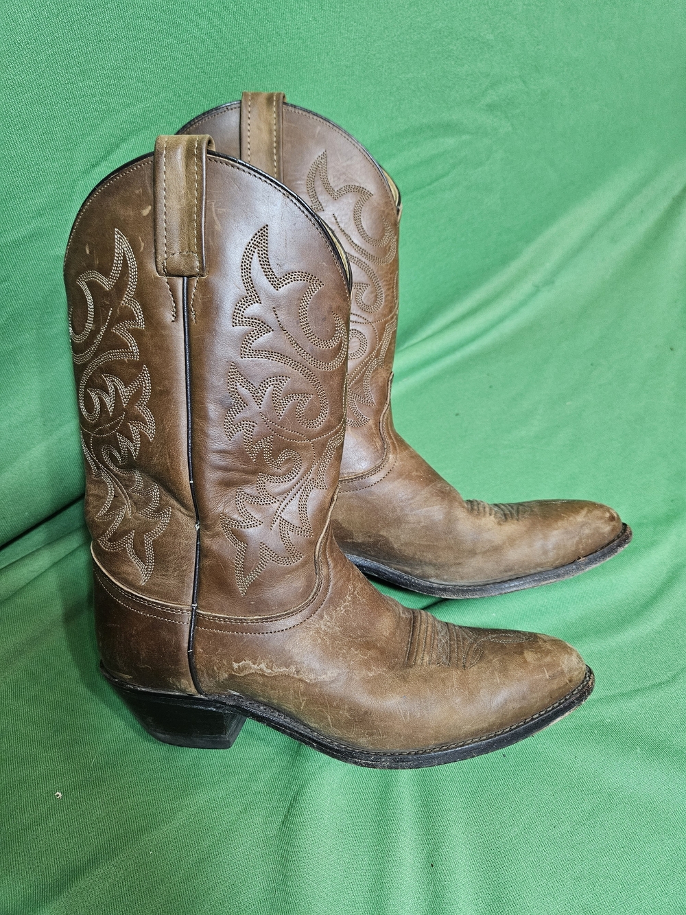 Dan Post Brown Leather Western Cowboy Boots with Embroidered Shaft
